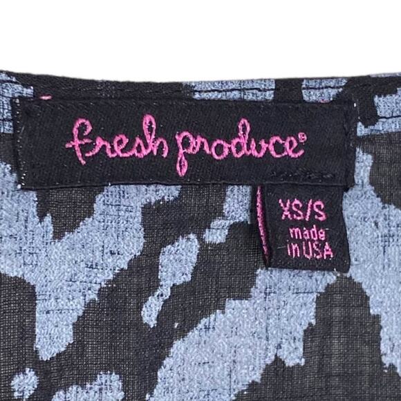 Fresh Produce Blue XS/S Cinched Waist Ikat Tunic Top Blouse - Picture 3 of 4